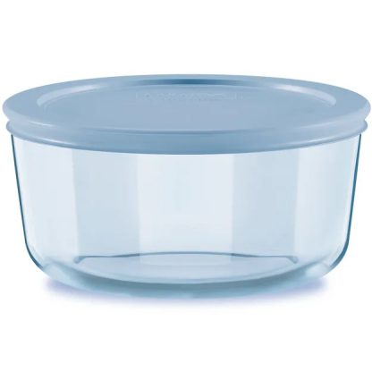 Pyrex Pyrex® Simply Store® Tinted 4-cup Round Storage with Blue Plastic Lid