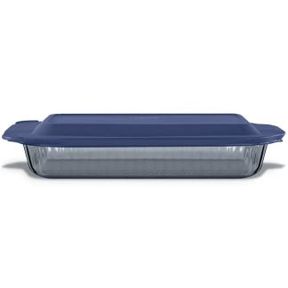 Pyrex Pyrex® Colors Sculpted Tinted 9" x 13" Baking Dish with Plastic Lid, Smoke