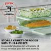 Pyrex Pyrex® Simply Store® Tinted 4-piece Rectangle Storage Set with Green Plastic Lids
