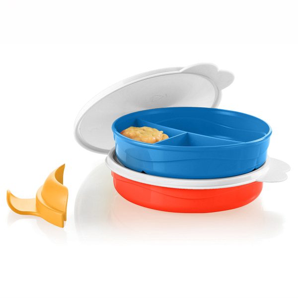 Tupper Ware Divided Dish Feeding Set | 3 Compartments | 5‑Piece Set