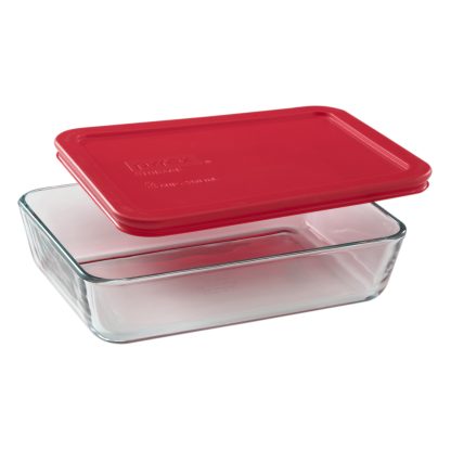 Pyrex Pyrex® Simply Store® 3-cup Rectangular Glass Food Storage Container with Red Lid